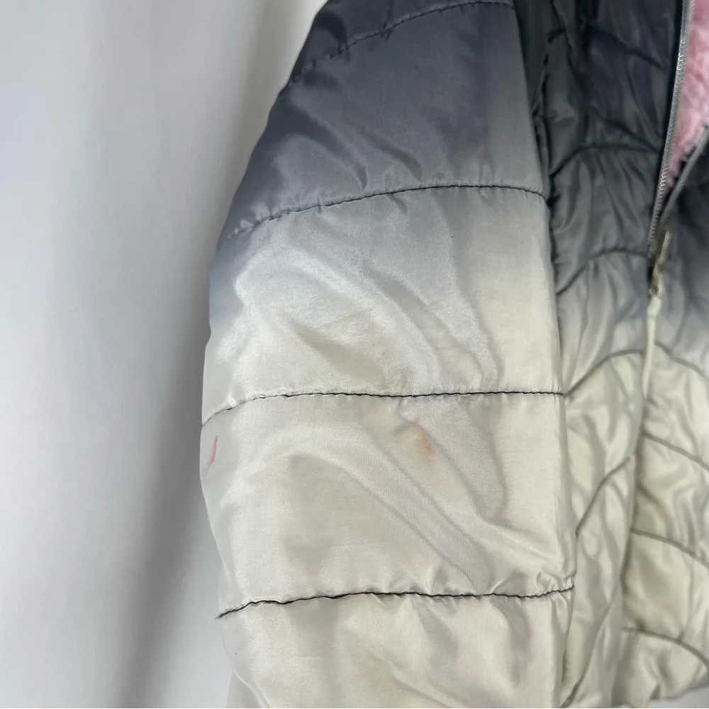 Pistachio 3at Gradient Puffer Jacket Faux Fur Warm Winter Snow Ski Hooded Warm